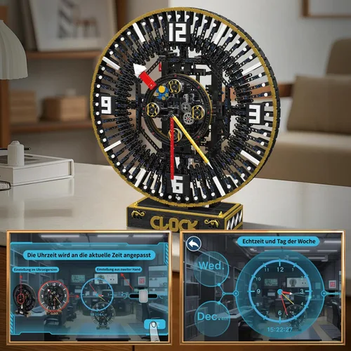 Vista 5 de Mould King 10160 Mechanic Grand Clock - Juego de construcción de 3675 piezas, modelo de reloj de ladrillo motorizado, control de aplicación