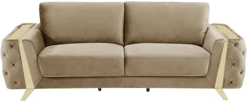 Vista 13 de Blackjack Furniture Lucca Collection - Sofás de terciopelo para sala de estar con marco de madera brasileña tapizado y patas de acero inoxidable, 2