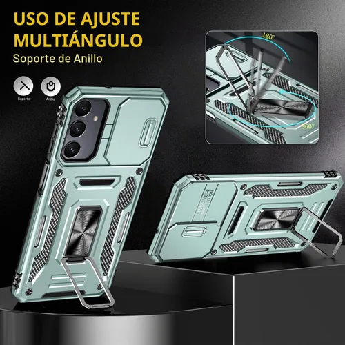 Vista 3 de Para Samsung Galaxy A16 5G Funda con Protector de Pantalla y con Cubierta de Cámara, Soporte Giratório de 360° Grado Militar (Resistente) Protector