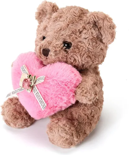 Vista 2 de Lindo oso de peluche con corazón rosa para niños, suave oso de peluche para el día de San Valentín, para novias, niños o mamá