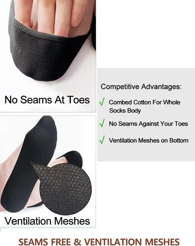 Vista 5 de VERO MONTE Calcetines de algodón de corte bajo para mujer, calcetines antideslizantes de perfil bajo