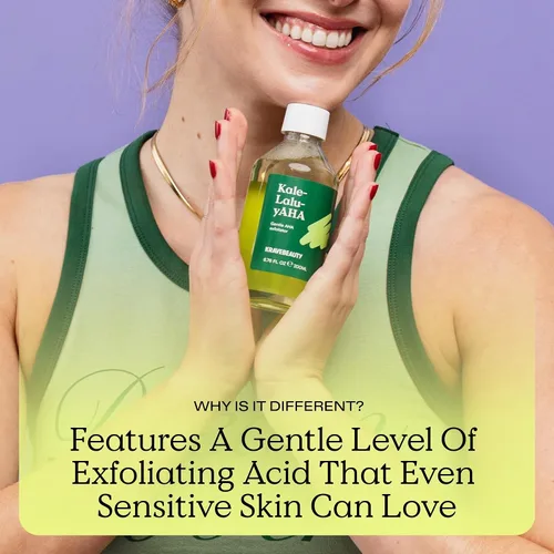 Vista 6 de KraveBeauty Kale-Lalu-yAHA Tónico exfoliante suaviza la textura, unifica el tono de la piel y desobstruye los poros, exfoliante líquido suave AHA