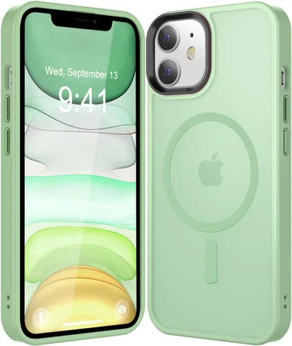 Vista 23 de Fuerte magnético para iPhone 11, compatible con Magsafe, [resistente a caídas de 13 pies] Funda trasera translúcida mate con sensación de piel