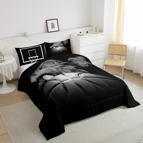 Vista 209 de Juego de ropa de cama de baloncesto para niños y adolescentes, juego de edredón deportivo para niños, tamaño matrimonial, suave, ligero, decoración