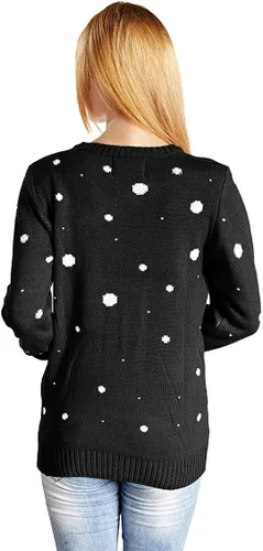 Vista 3 de v28 - Suéter para mujer, diseño de copos de nieve y reno navideño