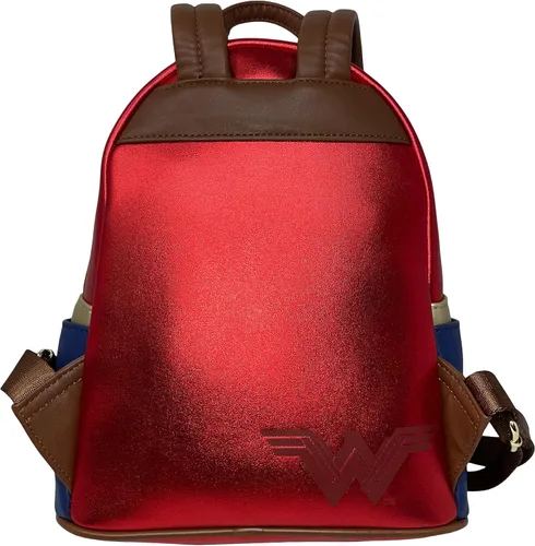 Vista 3 de Loungefly Wonder Woman DC Comics Cosplay - Bolso de hombro con doble correa para mujer, Rojo