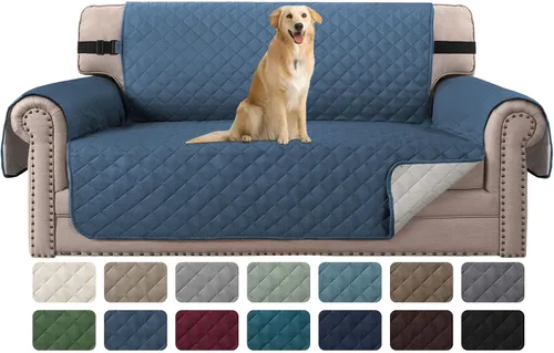 Vista 79 de H.VERSAILTEX Funda de sofá resistente al agua para sofá de 3 cojines, reversible, protector de muebles acolchado con correa elástica, funda de sofá
