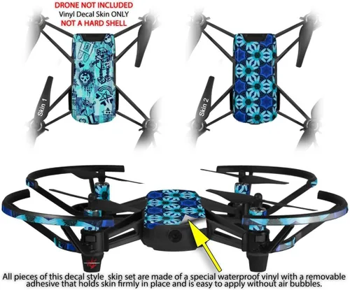 Vista 2 de Skin Wrap 2 Pack para DJI Ryze Tello Drone escena Kid bocetos azul Drone No Incluidas