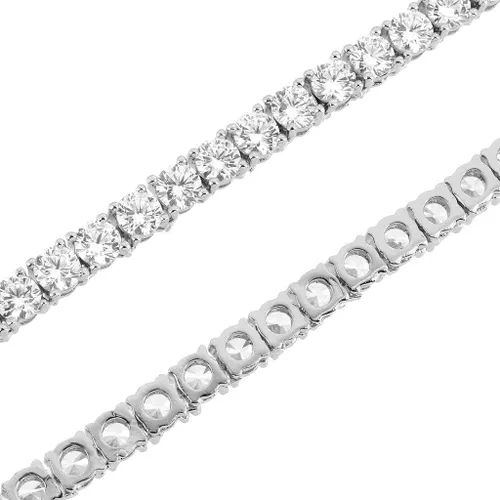 Vista 2 de White 3mm Solitaire One Row Tennis Link Bling Choker Necklace 18-24 Inch Chain Hip Hop