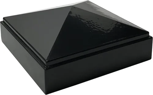 Vista 10 de Tapa de poste de pirámide de aluminio de 2 x 2 pulgadas para postes de metal, ajuste a presión, color negro con recubrimiento en polvo, resistente
