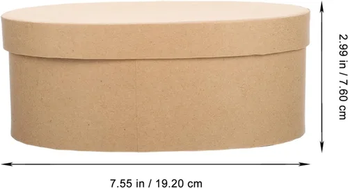 Vista 4 de Hemoton 3 cajas de regalo de papel kraft con tapas, forma ovalada, cajas de recuerdos de fiesta, golosinas, postres para fiestas, bodas, cumpleaños