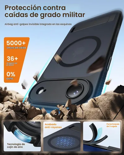 Vista 7 de BXYJY - Funda para iPhone Air con soporte, delgada, compatible con MagSafe, color negro