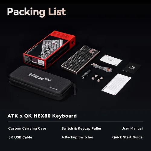 Vista 9 de ATK x QK Hex80 HE Teclado Gaming Magnético, 80% TKL, Aluminio CNC, Interruptores Ti de Efecto Hall, Polling de 8 kHz, Trigger Rápido Rosa bebé