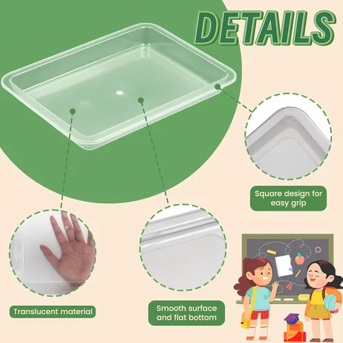 Vista 3 de 10 bandejas de arte de plástico para actividades, bandeja apilable para manualidades, bandeja de almacenamiento plana, bandeja organizadora