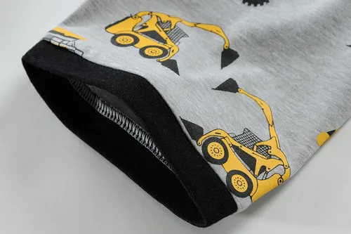 Vista 7 de Little Hand Conjunto de pijama para niño, pijama corto para niños, ropa de dormir de camión monstruo, ropa de dormir de algodón para excavadora