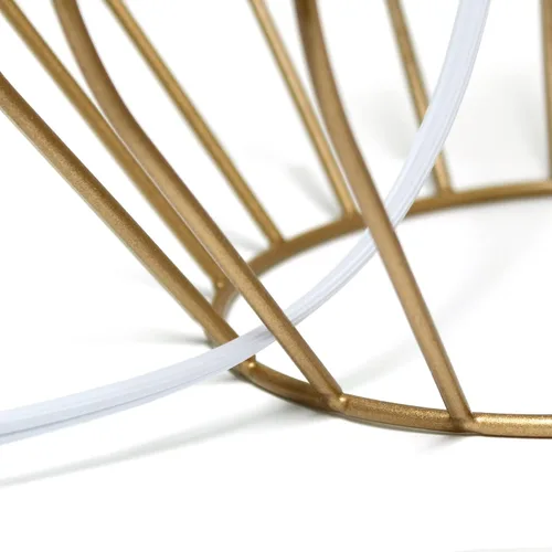 Vista 6 de Simple Designs LT2086-WOC Lámpara de mesita de noche ahuecada con cable geométrico, base de cobre con pantalla blanca