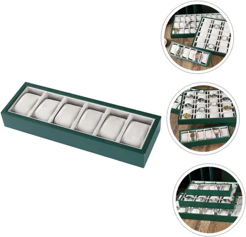 Vista 6 de LIFKOME 5pcs 6-grid Watch Storage Watch Display Tray Watch Tray for Men Slots Watch Bracelet Tray Watch Tray Organizer Watch Bracelet Display Tray