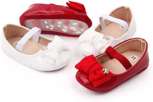 Vista 4 de Zapatos para niñas infantiles, juego de 2, zapatos de primera calidad, zapatos para caminar para bebés, zapatos de princesa Mary Jane de suela