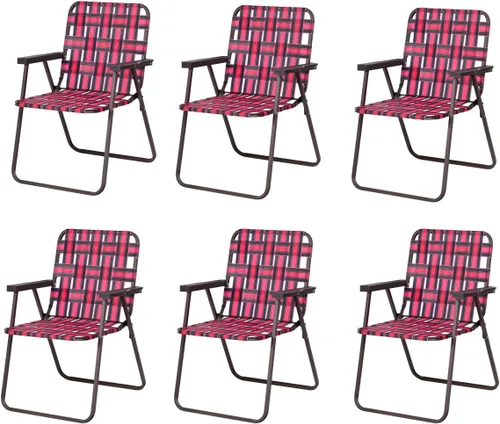 Vista 10 de COSTWAY 6pcs silla de playa plegable camping césped cincha silla ligera 1 posición (azul)