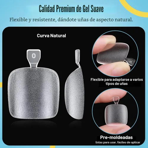 Vista 9 de SINOKAME - Uñas postizas transparentes a presión cortas con kit de pegamento para uñas, puntas de uñas postizas pintables mate, para camas de uñas