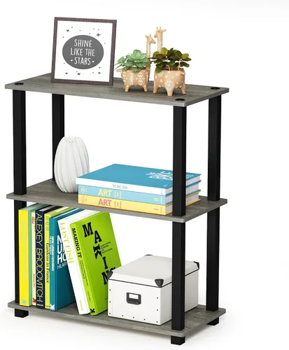 Vista 114 de Furinno Turn-N-Tube - Estantes de almacenamiento, estante para libros de 3 niveles, estante esquinero, estantes abiertos sin herramientas