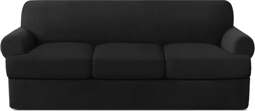 Vista 8 de Fundas para sofá de 2 piezas con cojines en forma de T, fundas de sofá de alta elasticidad para sofá de 1 cojín con 1 fundas individuales de cojín