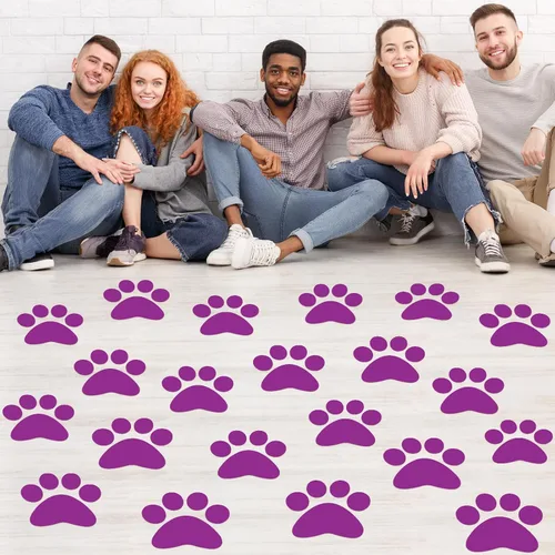 Vista 13 de ReliThick 30 Piezas Calcomanías de Suelo con Huellas de Patas 7.5" Huellas de Patas Grandes Adhesivo de Pared Autoadhesivo Calcomanía de Suelo
