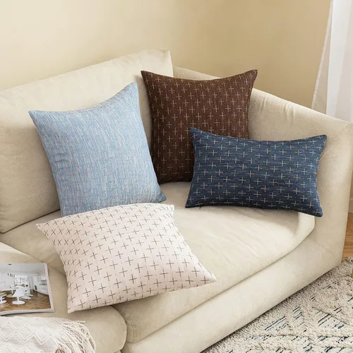 Vista 143 de MIULEE - Juego de 2 fundas de almohada decorativas de lino de arpillera navideñas, modernas, estilo campestre, rústicas, tejidas, con textura