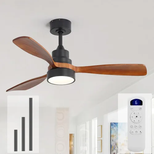 Vista 14 de Sofucor Ventiladores de Techo de 48 Pulgadas con Luces y Control Remoto - Ventilador de Techo Moderno de Montaje al Ras y Montaje con Varilla