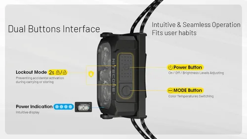 Vista 6 de Nitecore NU25 MCT UL - Linterna frontal ultraligera de 400 lúmenes y banco de energía de 10000 mAh, USB-C recargable para campamento, mochileros