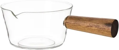 Vista 10 de Cabilock Olla de vidrio de borosilicato para leche, resistente al calor, cacerola de vidrio para estufa, 8.07 x 4.92 x 2.55 pulgadas, mango