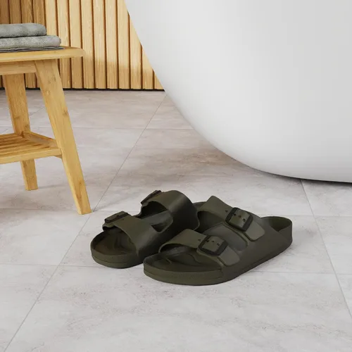 Vista 2 de FUNKYMONKEY - Sandalias bajas cómodas para mujer, hechas de etilvinilacetato, ajustables con hebilla doble