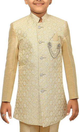 Vista 5 de AHHAAAA Kids Ethnic Indo Western Sherwani and Pyjama Set for Boys 4111