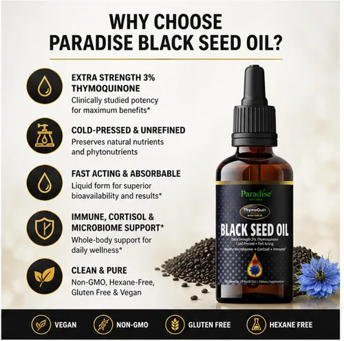 Vista 3 de Paradise Herbs ThymoQuin - Aceite de semilla de comino negro líquido, 30