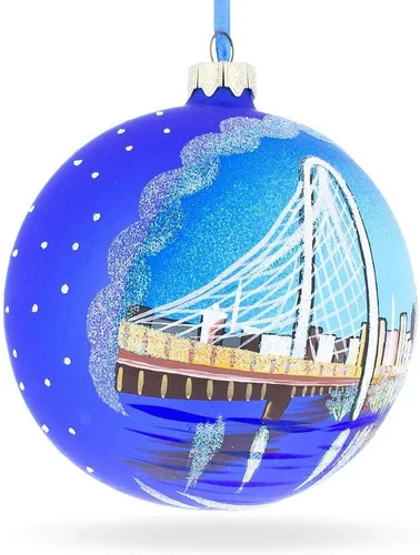 Vista 8 de Dallas, Texas - Adorno navideño de bola de cristal de 4 pulgadas