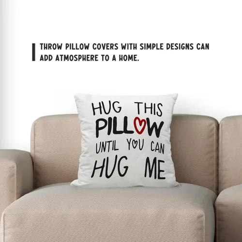 Vista 2 de Hug This Pillow Until You Can Hug Me Let's Snuggle - Funda de cojín reversible con temática romántica de amor para decoración del hogar, 18 x 18