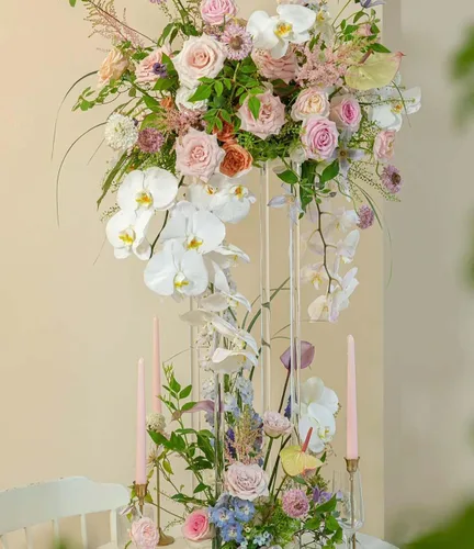 Vista 5 de Juego de 10 soportes de flores de acrílico, 31.5 pulgadas de alto, soporte para jarrón de flores para boda, centro de mesa para mesas