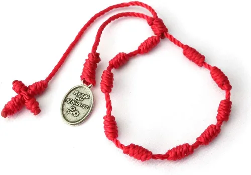 Vista 2 de Mi San Judas Medalla Roja Rosario Colgante de Rosario Católico Cristiano Protección para Hombres Santos Mujeres Pulsera ReligiosaSan Judas Tadeo