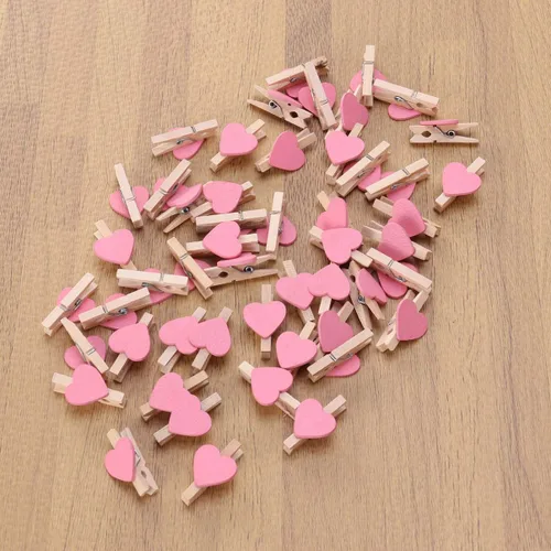 Vista 7 de NUOBESTY 50pcs mini pinzas de madera con corazones para boda, decoración del día de San Valentín