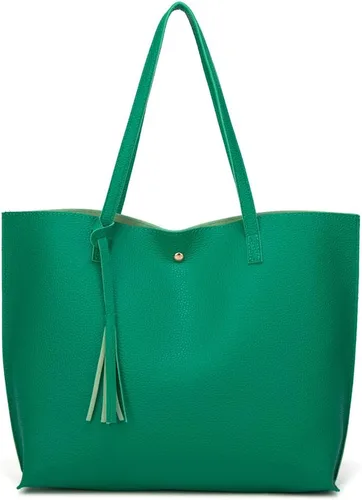 Vista 36 de Dreubea - Bolsa de hombro y de mano de piel sintética suave para mujer, con borla, de gran capacidad