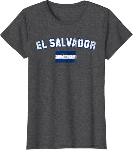 Vista 5 de EL SALVADOR Bandera Vintage Hombres Mujeres Niños Camiseta EL SALVADOR