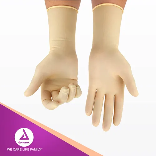 Vista 6 de Dynarex Guantes quirúrgicos de látex desechables estériles, sin polvo, empaquetados estérilmente en pares, uso médico y sanitario profesional