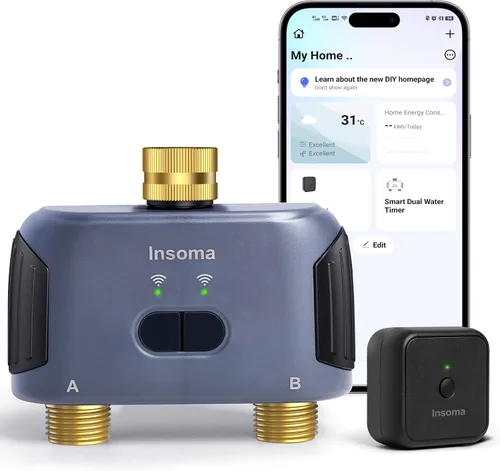 Vista 13 de Temporizador de agua WiFi de 2 zonas, entrada de latón, temporizador de aspersor para manguera de jardín, control remoto por aplicación