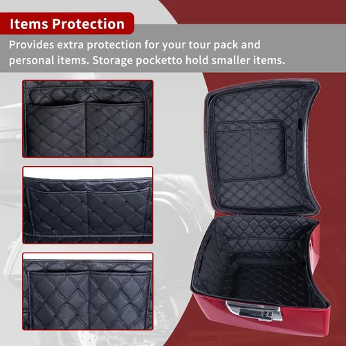 Vista 4 de Advanblack Forros para Tour Pack, Forro con Costura de Hilo Negro King Tour Pack