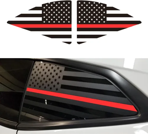 Vista 12 de CONGCONG Calcomanía de bandera estadounidense para Chevy Camaro para ventana trasera compatible con Chevy Camaro 2010-2015, calcomanía de bandera