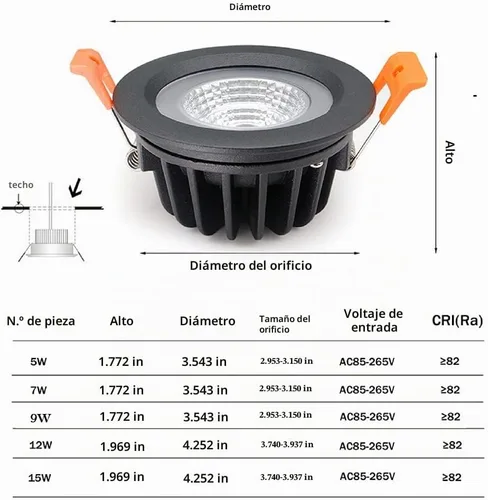 Vista 4 de LS-PRO Lámpara de techo empotrable LED de 3.5 pulgadas, 5 W, panel de aluminio delgado, lámpara de ducha resistente al óxido, IP65, impermeable