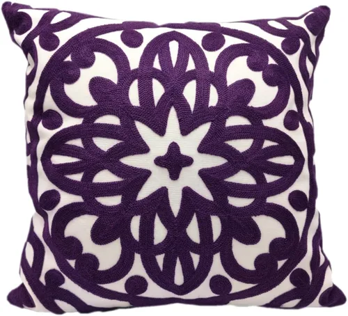 Vista 22 de Alysheer Funda de almohada decorativa bordada de 18 x 18 pulgadas, acogedora y fresca funda de cojín bohemia con diseño de mandala chic de punto