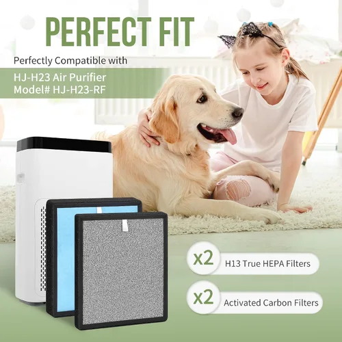 Vista 2 de Filtro de repuesto HJ-H23 compatible con Hejiko HJ-H23 Air Pu-rifier, combina con el modelo No. HJ-H23-RF, 2 juegos de filtros HJ-H23 extraíbles que