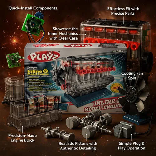 Vista 3 de Playz Kit de modelo de motor 6 en línea de trabajo - Construye tu propio