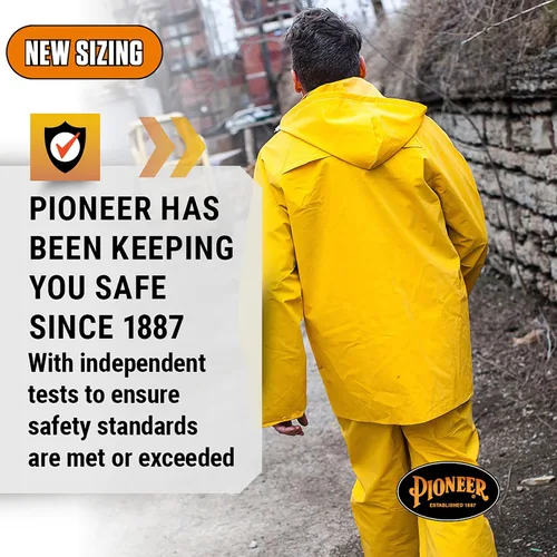 Vista 7 de Pioneer 577U Traje para lluvia de PVC, talla pequeña, color amarillo